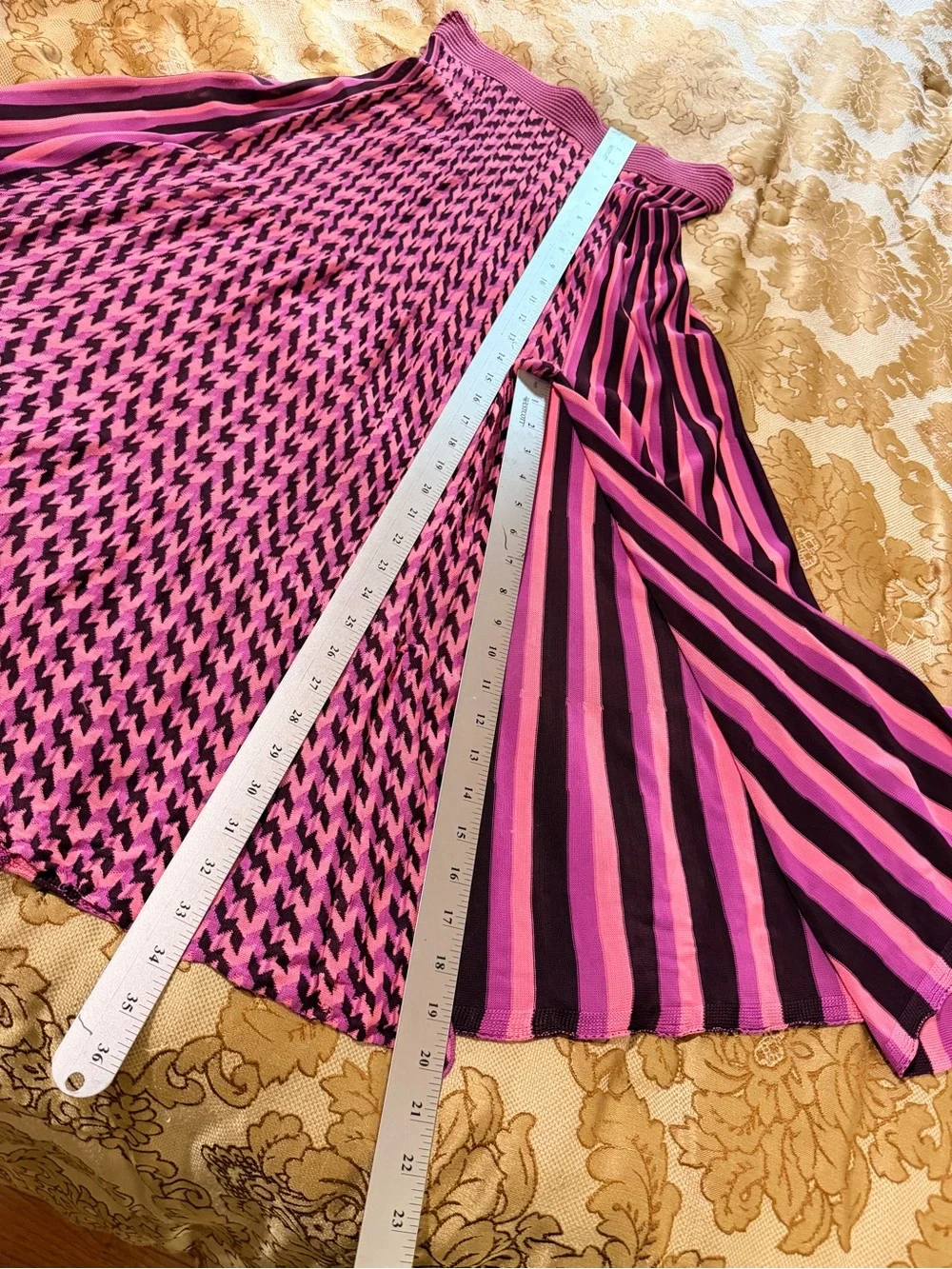 Zara Bold Dynamic Print Pleated Sweater Skirt Pink & Marion Midi Skirt, Sz S - Picture 12 of 14
